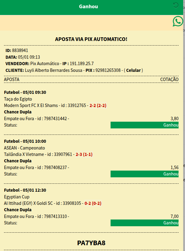 🏆 Bilhete Premiado 🏆  🎯 Aposta: R$ 30,00 💰 Lucro: R$ 273,24 🔥 Multiplicação de Sucesso!  Transforme sua paixão por esportes em grandes vitórias! Esse é mais um exemplo de quem confiou, apostou e venceu. Você pode ser o próximo!  👉 Faça suas apostas agora e entre para o time dos ganhadores!